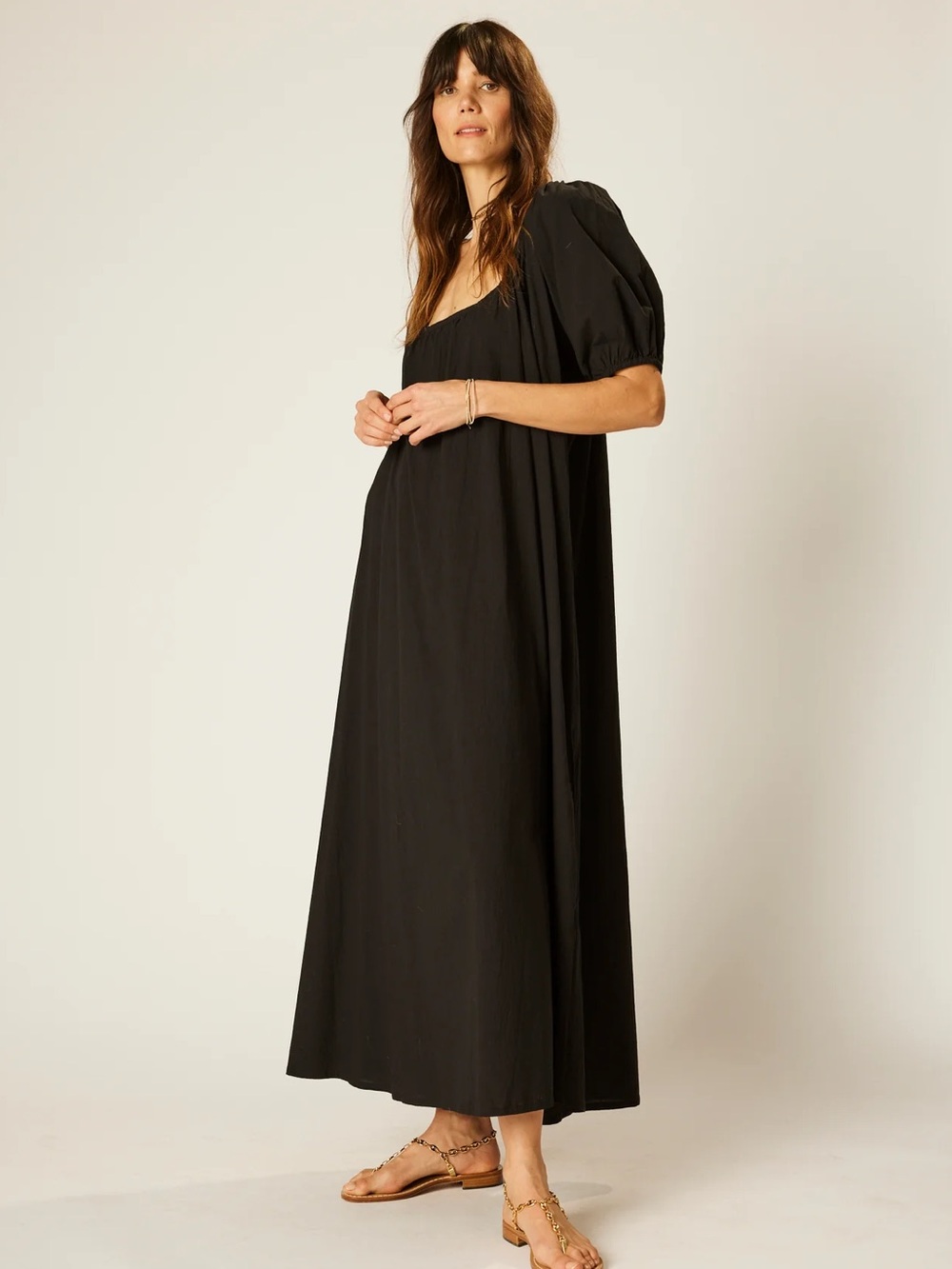 Natalie Martin Vivi dress, Black Puff-Sleeve Maxi Dress - Women